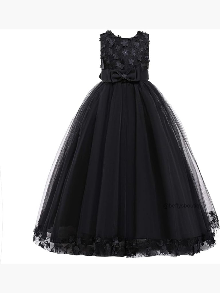 Girls Flower Lace Party Dress Tutu Formal Gown For Wedding Prom